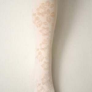 rajstopy dziewczęce białe ozdobne kwiaty