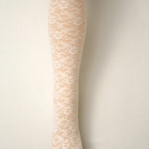 rajstopy ozdobne białe kwiaty