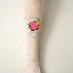 rajstopy dziewczęce białe ozdobny wzór