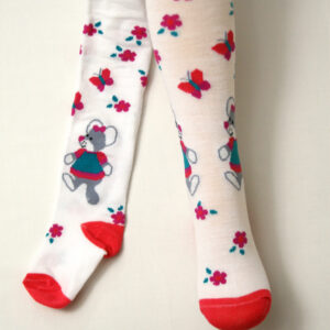 Rajtuzy Białe Ozdobne z Myszką