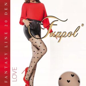 Rajstopy 20 DEN Czarne-Nero w Serduszka Love