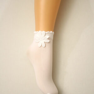 Skarpetki Białe z kwiatkiem 3 D z Microfibry 5-9 lat