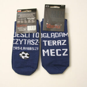 Skarpety Męskie Grafitowe z napisem "Oglądam Mecz..."